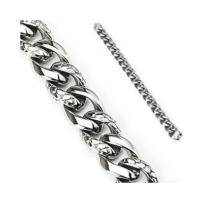 Šperky eshop ocelový silný řetízek zdobený hadím vzorem stříbrná O9.9