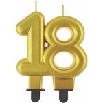 Godan SVÍČKA číslice 18 zlatá metalická 8 cm – Zboží Dáma