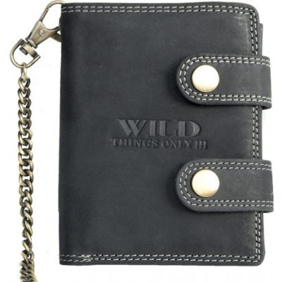 Wild Kožená peněženka s 50 cm dlouhým kovovým řetězem a karabinkou