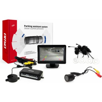 AMiO Sada parkovací asistent TFT01 4,3" s kamerou HD-301-IR 4 senzory bílé – Zboží Mobilmania