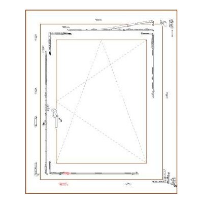 Maco celoobvodové kování pro jedno-křídlo PVC 450-750 mm x 1200-1850 mm Dorn 15 mm vpravo – Hledejceny.cz
