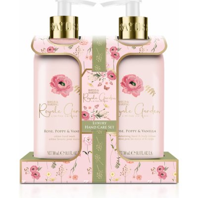 Baylis & Harding Royale Garden Luxury Hand Care tělové mléko Royale Garden Rose, Poppy & Vanilla 300 ml + mýdlo na ruce Royale Garden Rose, Poppy & Vanilla 300 ml dárková sada – Hledejceny.cz