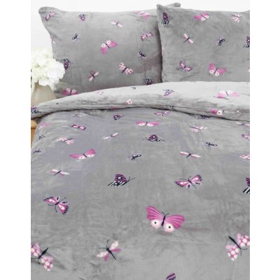 MKLuzkoviny.cz Povlečení mikroplyš Exclusive Motýlci šedé 140x200 70x90 – Zboží Dáma