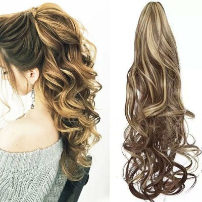 Příčesek do vlasů vlnitý culík 60 cm - melír – Sleviste.cz
