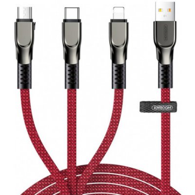 Joyroom S-1335K4 3in1 USB - Lightning / Lightning / USB-C, 3.5A, 1.3m, červený – Zboží Mobilmania