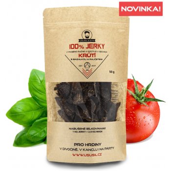 Usušil & Syn 100% Jerky Krůtí S Bazalkou a Rajčetem 50 g