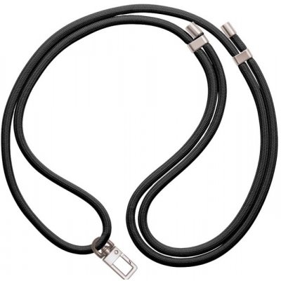 Luxusní šňůrka na mobil TopQ Royal Silver černá 6 mm 128865 – Zboží Živě