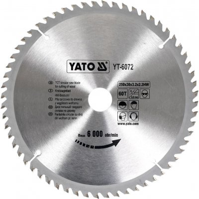 YATO pilový kotouč na dřevo 250x30 mm YT-6072 – Hledejceny.cz