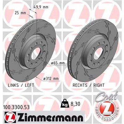 Brzdový kotouč ZIMMERMANN 100.3300.53 (100330053) – Sleviste.cz