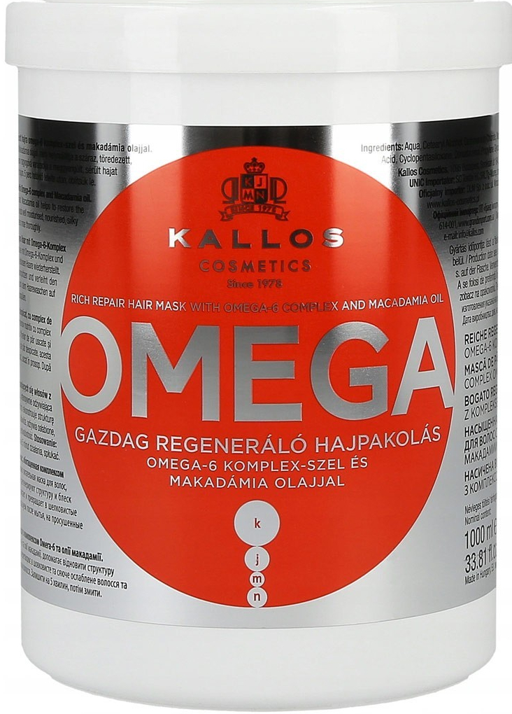 Kallos vlasová maska s Omega komplexem pro poničené vlasy 1000 ml