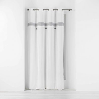 Douceur d'intérieur Závěs s očky AMAYA 140 x 240 cm, bavlněný, se vzorem a šedými třásněmi šedá – Hledejceny.cz