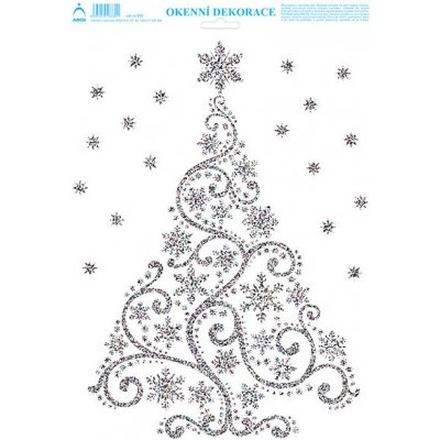 Vánoční okenní dekorace Vánoční stromek s glitry 25x35cm 951089 – Hledejceny.cz
