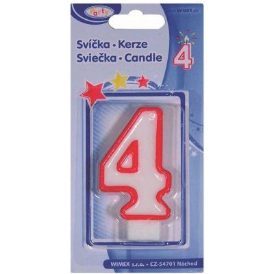 Wimex Svíčka číslice 4 červená 7 5cm – Zboží Dáma