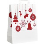 Taška papírová vánoční ploché ucho 320 x 140 x 420 mm, bílá, ozdoby – Hledejceny.cz