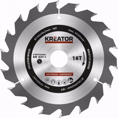 KREATOR KRT020402 Pilový kotouč na dřevo 130mm, 18T – Zboží Mobilmania