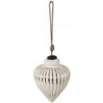Clayre & Eef Bílo-stříbrná antik skleněná šiška Ridges white Ø13*17 cm – Hledejceny.cz