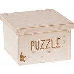 FK Dřevěný box Puzzle gravír 20 x 20 x 15 cm Přírodní