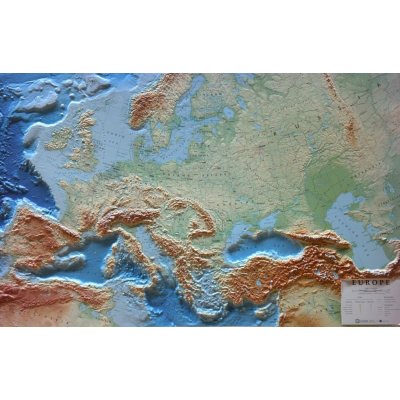 L.A.C. Evropa - plastická mapa 90 x 67 cm Varianta: bez rámu, Provedení: plastická mapa