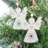 Vánoční ozdoby Tutumi Dřevěné vánoční ozdoby na stromeček andílci 15 cm bílá