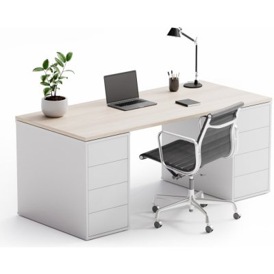 Plan s úložným prostorem Block B03 bílý / dub přírodní – Sleviste.cz