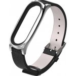 Xiaomi Mi Band 3/4/5/6 Kožený style řemínek Černostříbrná MBSCZ-5KO03 – Zboží Živě