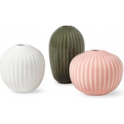 KÄHLER Dárkové balení miniváz Hammershøi Color - set 3 ks, růžová barva, zelená barva, bílá barva, keramika