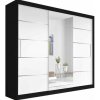 Šatní skříň Idzczak Multi 23 233 cm se zrcadly a posuvnými dveřmi Stěny černá / bílá