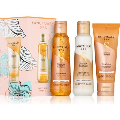 Sanctuary Spa Signature osvěžující sprchový gel 75 ml + hydratační tělové mléko s aloe vera 75 ml + gelový peeling s vyhlazujícím efektem 50 ml – Zbozi.Blesk.cz