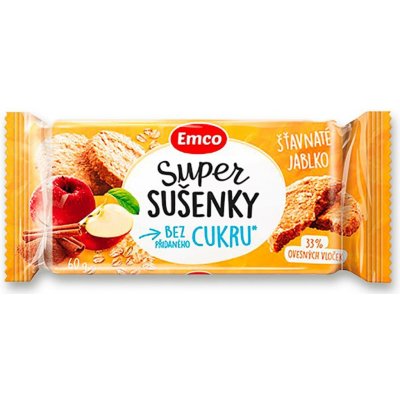 Emco Super sušenky bez přidaného cukru Šťavnaté Jablko 60 g – Sleviste.cz