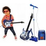 ISO rocková elektrická kytara + zesilovač a mikrofon modrá – Zboží Mobilmania