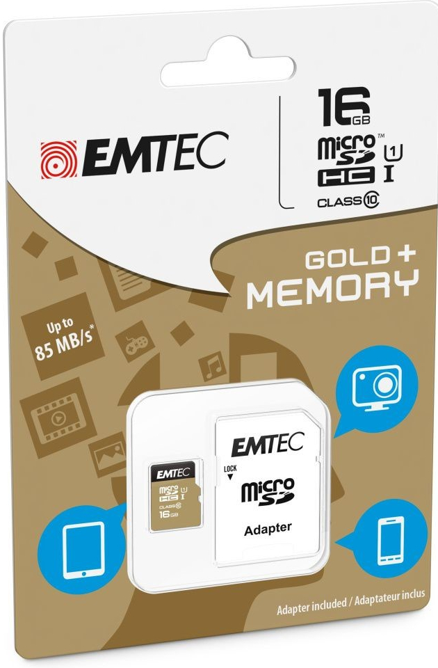 Emtec microSDHC 16 GB Class 10 Gold+ ECMSDM16GHC10GP