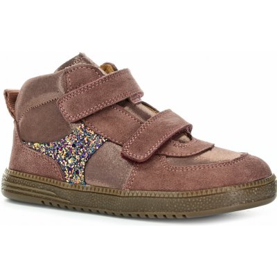 Froddo dívčí celoroční kožené kotníkové barefoot boty Loop High-Tops Pink/gold – Zboží Dáma