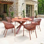 DEOKORK Hliníková jídelní sestava ORIENT 1+6 terracotta – Hledejceny.cz