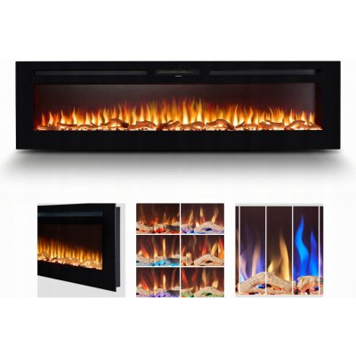 Adam Vestavný krb s elektrickou topnou funkcí 2000 W 183 x 50 x 12 cm černý – Zboží Mobilmania
