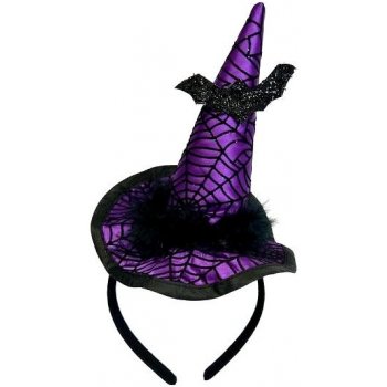 Čarodějnický klobouček mini na čelence čarodějnice Halloween