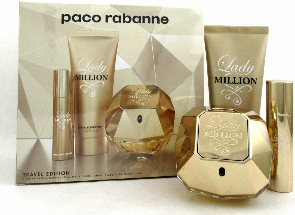 Paco Rabanne Lady Million pro ženy EDP 80 ml + tělové mléko 100 ml + EDP 10 ml dárková sada