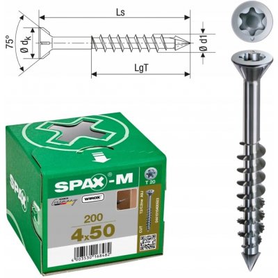 Vruty do dřeva Spax 4 x 50 mm 200 ks – Hledejceny.cz