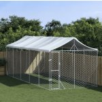 vidaXL Venkovní psí kotec se střechou stříbrný 300 x 750 x 250 cm – Zboží Dáma