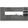 Kuchyňská linka Belini NAOMI Premium Full Version 360 cm šedý lesk s pracovní deskou
