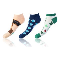 Bellinda Zábavné nízké crazy ponožky v setu 3 páry CRAZY IN-SHOE SOCKS 3x tmavě modrá