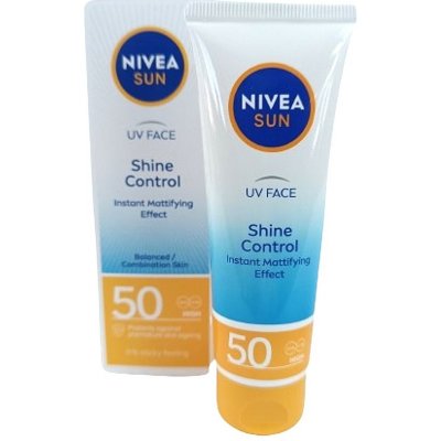 Nivea Sun UV Face Shine Control OF 50 zmatňující krém na opalování pro normální až smíšenou pleť 50 ml – Sleviste.cz