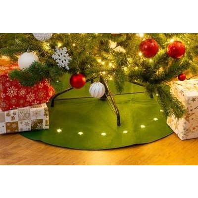 MagicHome koberec pod vianočný stromček s hviezdičkami, zelený 22x LED, teplá biela