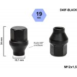 Kolová matice M12x1,5 kužel s krčkem 15,7 zavřená, klíč 19, D40F-BLACK, výška 34 mm, délka krčku 6 mm, černá – Zboží Mobilmania