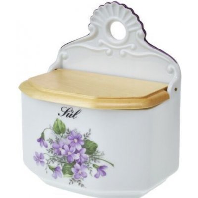Závěsná slánka s víčkem Fialky, český porcelán Dubí 700 ml – Zboží Mobilmania