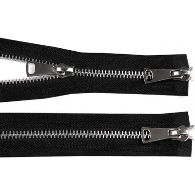 Zip kovový 5 mm dělitelný 2 jezdce / dvoucestný 70 cm - černá stříbrná – Zboží Mobilmania