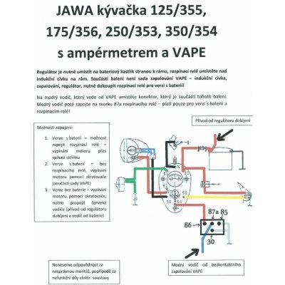 Elektroinstalace (VAPE, spínačka v nádrži) - JAWA-ČZ, 250/350 Kývačka – Zbozi.Blesk.cz