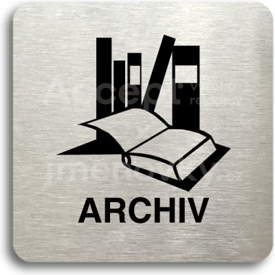 ACCEPT Piktogram archiv - stříbrná tabulka - černý tisk bez rámečku – Sleviste.cz