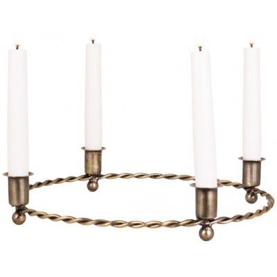 Strömshaga Kovový adventní svícen Estelle Round Antique Brass, měděná barva, kov – Hledejceny.cz
