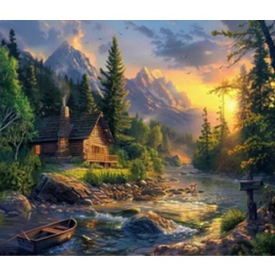 Norimpex Diamantové malování Chata u brodu 30 x 40 cm – Zbozi.Blesk.cz