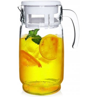 VILDE Skleněný džbán s víkem na servírování a nalévání nápojů, šťáv a limonád 2 l – Sleviste.cz